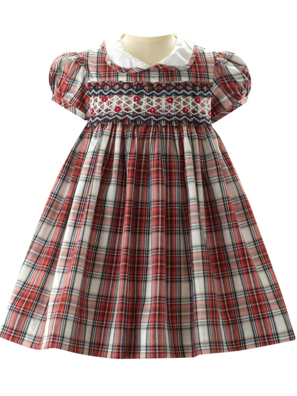 Rachel Riley Red and Cream Tartan Smocked Dress